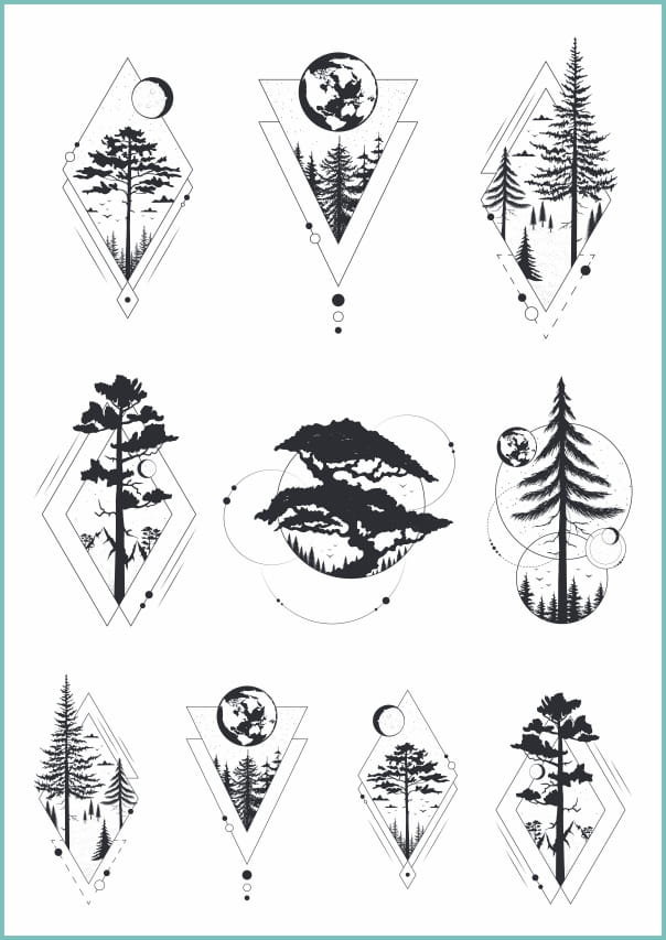 Tatuaże tymczasowe zmywalne geometryczny las, arkusz A4
