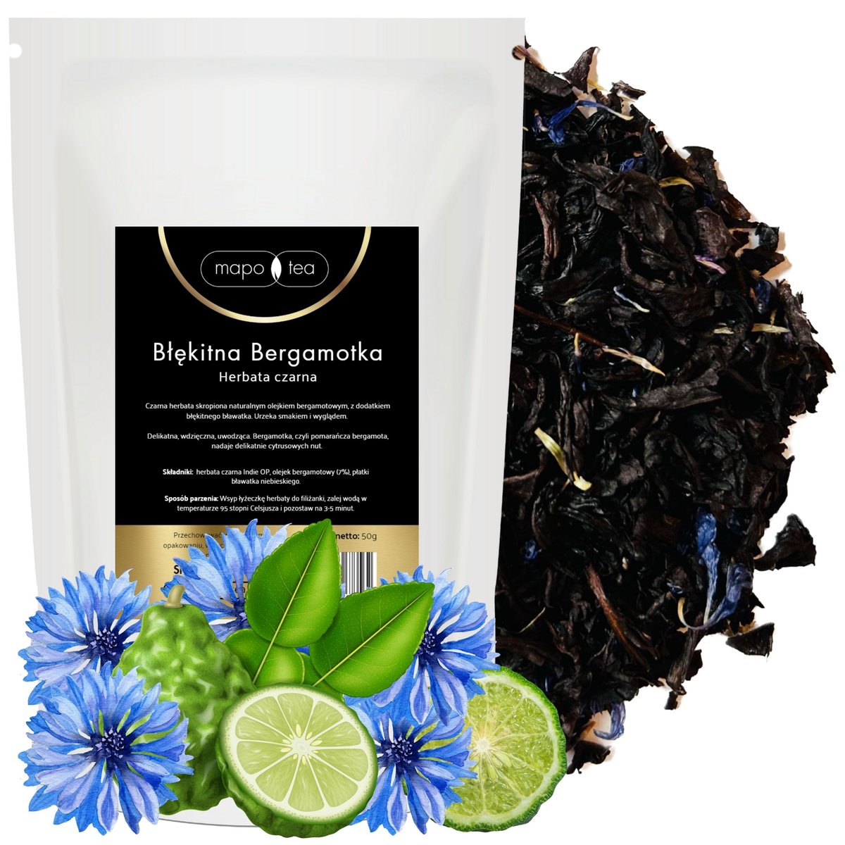 Herbata Earl Grey BŁĘKITNA BERGAMOTKA 50G Bergamotka Bławatek Niebieski