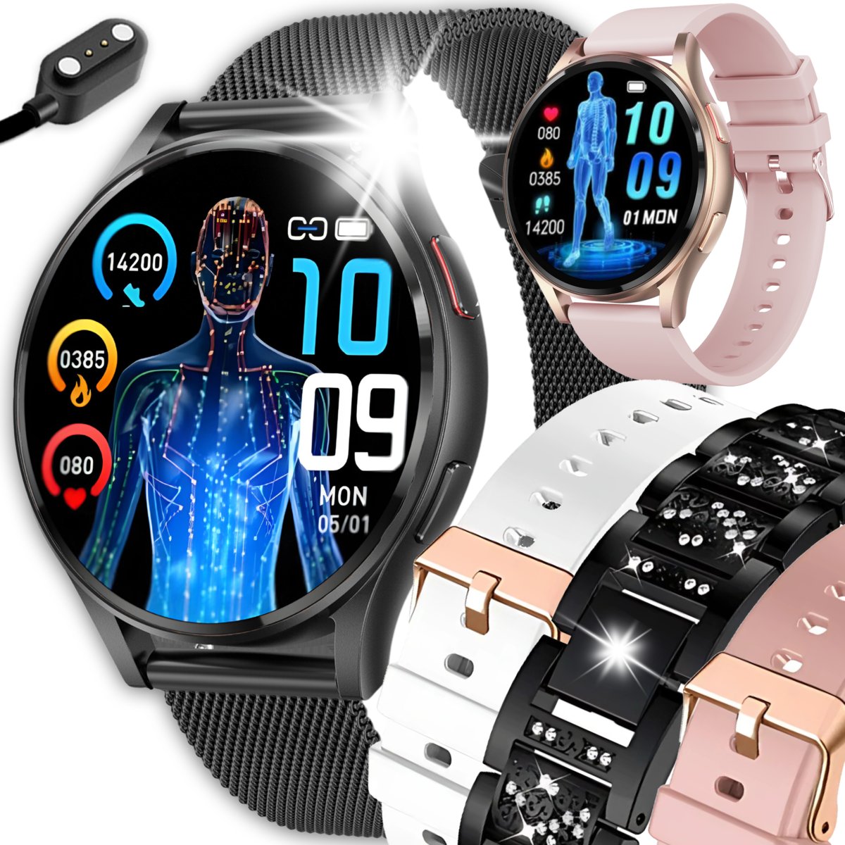 SMARTWATCH ZEGAREK KARDIOWATCH DAMSKI POMIAR CUKRU EKG HRV ROZMOWY MENU PL