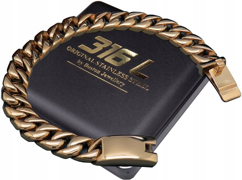 GRUBA ZŁOTA BRANSOLETA MĘSKA STAL CHIRURGICZNA