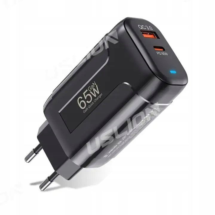 SZYBKA ŁADOWARKA KOSTKA DO ŁADOWANIA TELEFONU PD 65W USB C 2 PORTY
