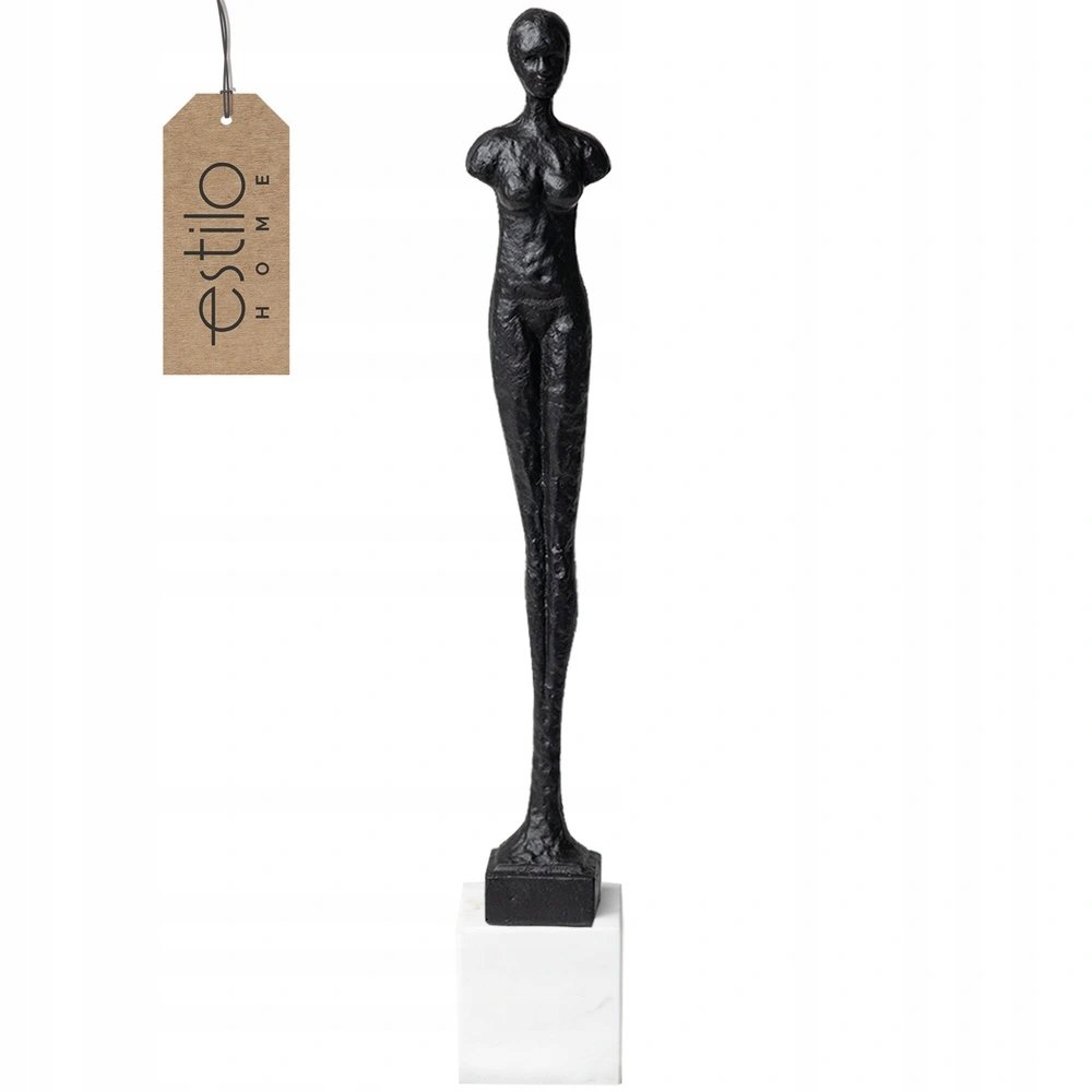 Rzeźba Dekoracyjna Wysoka Duża Figurka Kobiety 43cm z Marmurową Podstawą