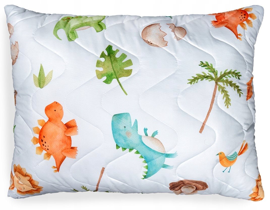 PODUSZKA 70x80 DO SPANIA DLA DZIECKA DINOZAURY ANTYALERGICZNA Z REGULACJĄ