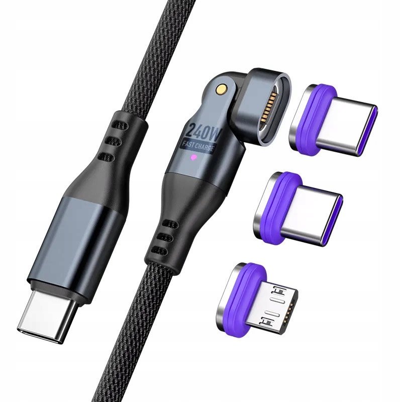KABEL MAGNETYCZNY 1.8 M SZYBKIE ŁADOWANIE 240W 5A USB C PD