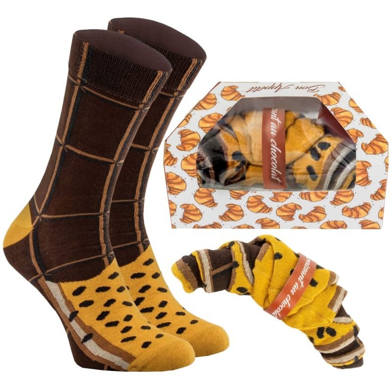 Skarpetki Bawełniane Na Prezent Ciekawe Damskie Męskie Rainbow Socks 1 Para Croissant Czekoladowy 36-40