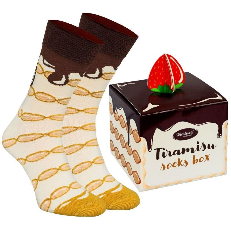 Skarpetki Bawełniane Na Prezent Ciekawe Damskie Rainbow Socks Tiramisu Box Dla Łasuchów 2 Pary 41-46