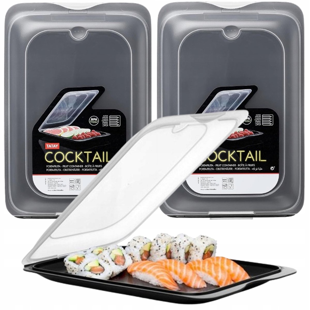 Pojemnik do lodówki na wędlinę ser żywność Tatay Zestaw 3 szt. czarny