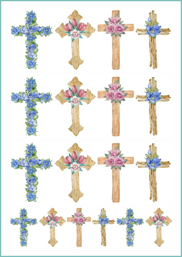 Tatuaże tymczasowe zmywalne krzyż z kwiatem, arkusz A4