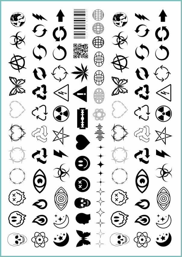 Tatuaże tymczasowe zmywalne mix wzorów, arkusz A4