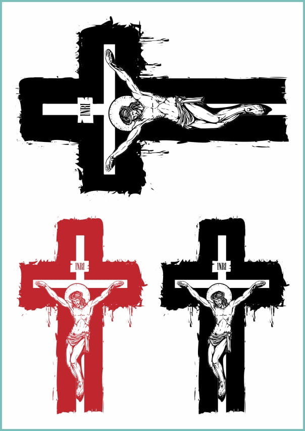 Tatuaże tymczasowe zmywalne ukrzyżowany Chrystus, arkusz A4