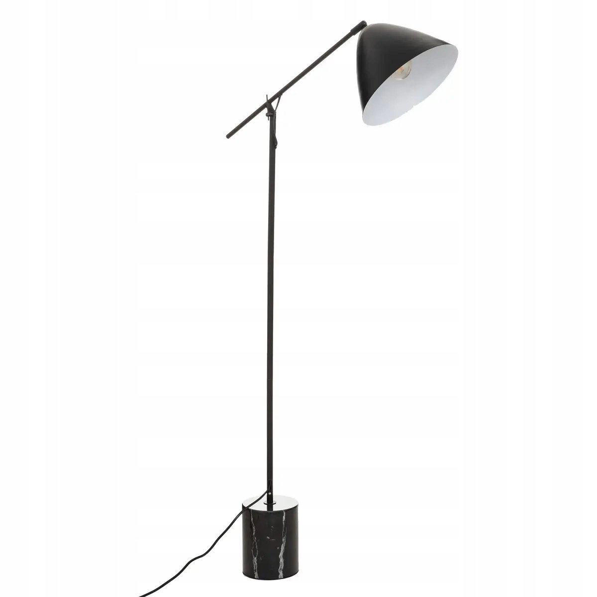 LAMPA Podłogowa CZARNA Żuraw na WYSIĘGNIKU Marmurowa Podstawa 145cm LOFT
