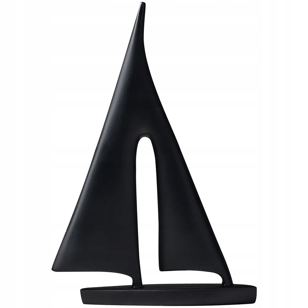 Figurka Ozdobna Dekoracyjna Statuetka Czarna 21cm - Żaglówka Łódka Jacht