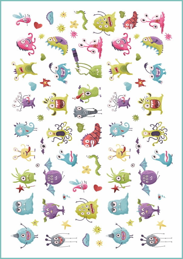 Tatuaże tymczasowe zmywalne monsters 02, arkusz A4