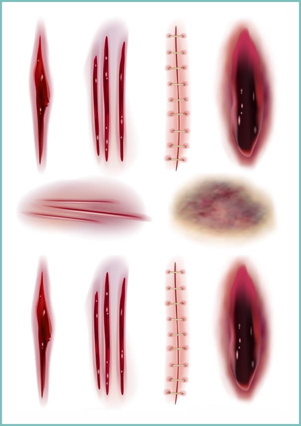 Tatuaże tymczasowe zmywalne realistyczne siniaki, arkusz A4