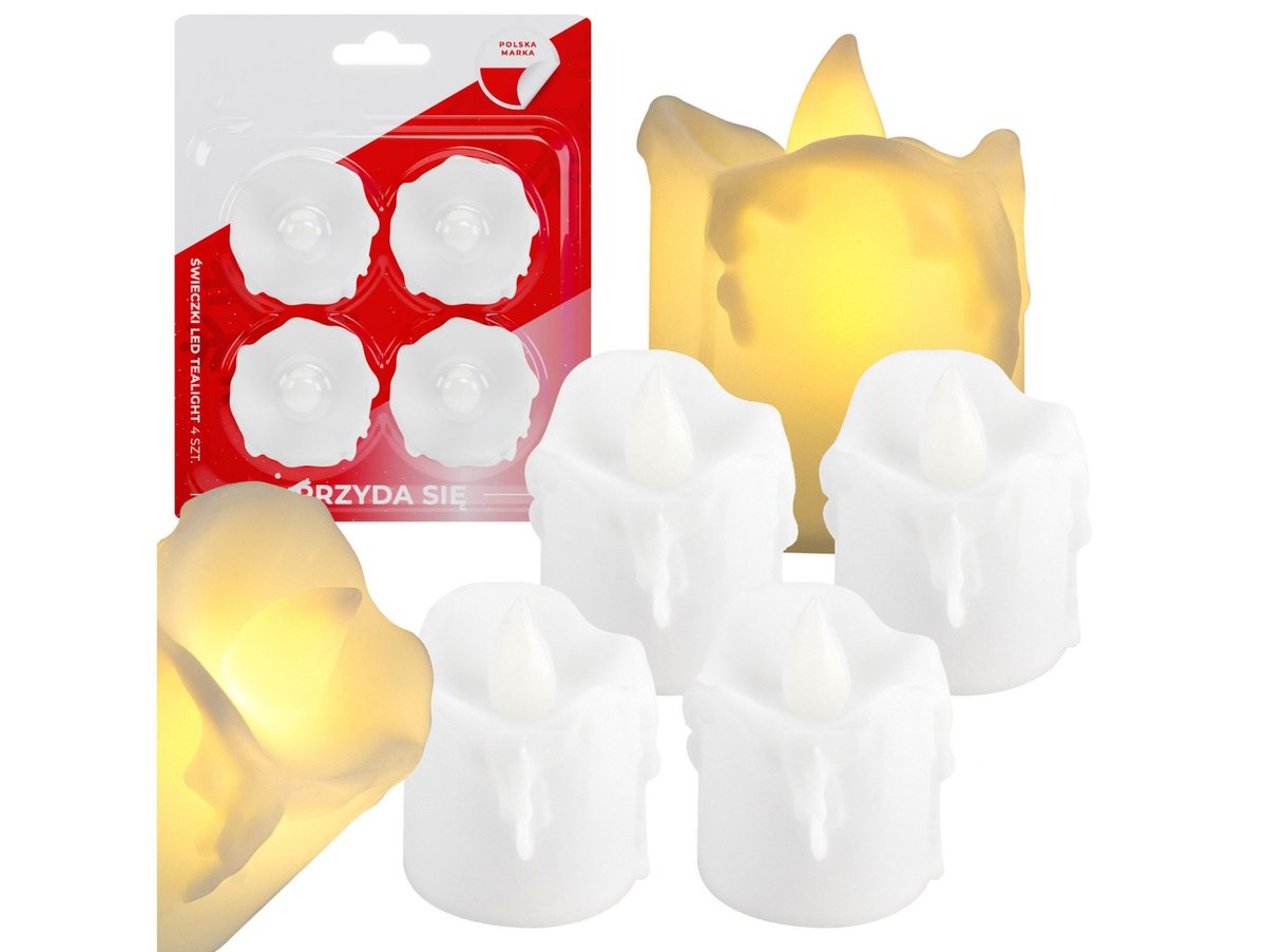 4X Świeczka Na Baterie Led Lampka Tealight 4Szt Wkład Do Znicza Świeca