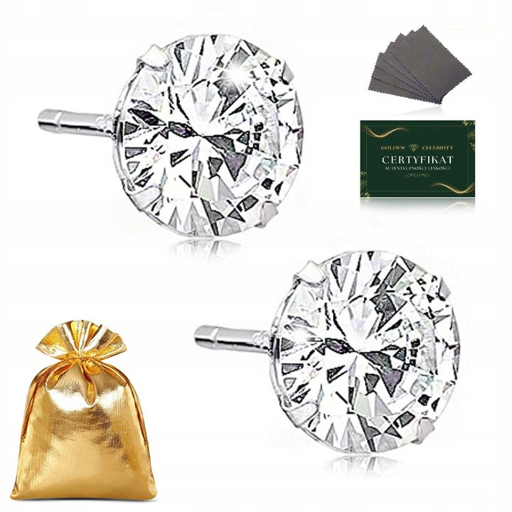 SREBRNE KOLCZYKI OKRĄGŁE CYRKONIE 925 WKRĘTKI / SZTYFT / PREZENT DLA KOBIET