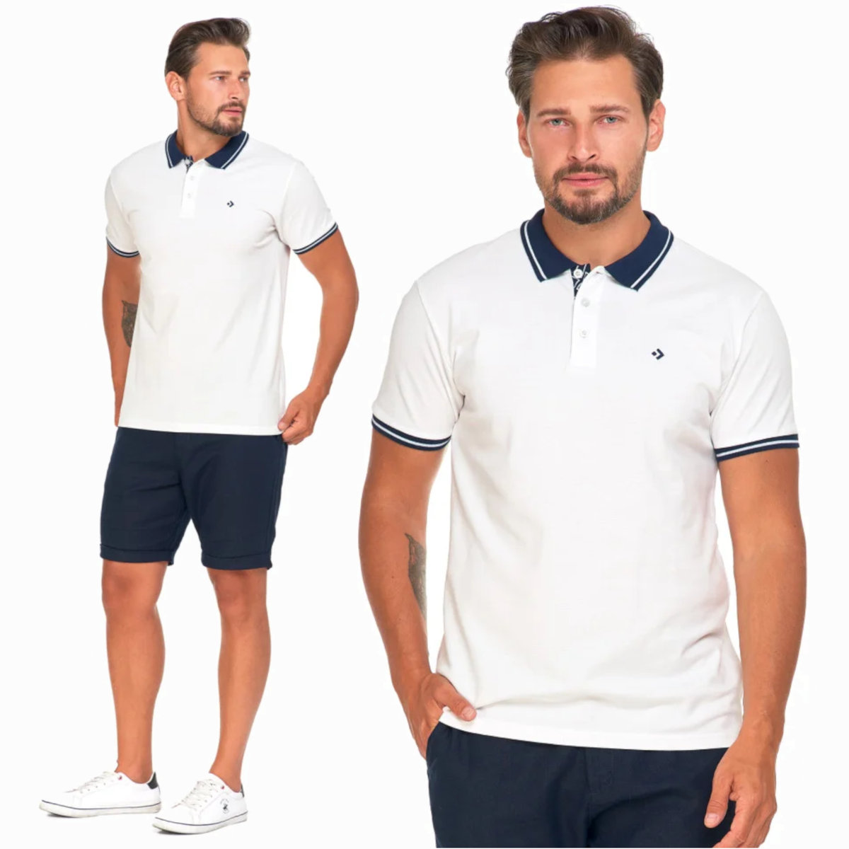 Koszulka Polo Męska PREMIUM Klasyczna Biała Polówka Krótki Rękaw MORAJ L