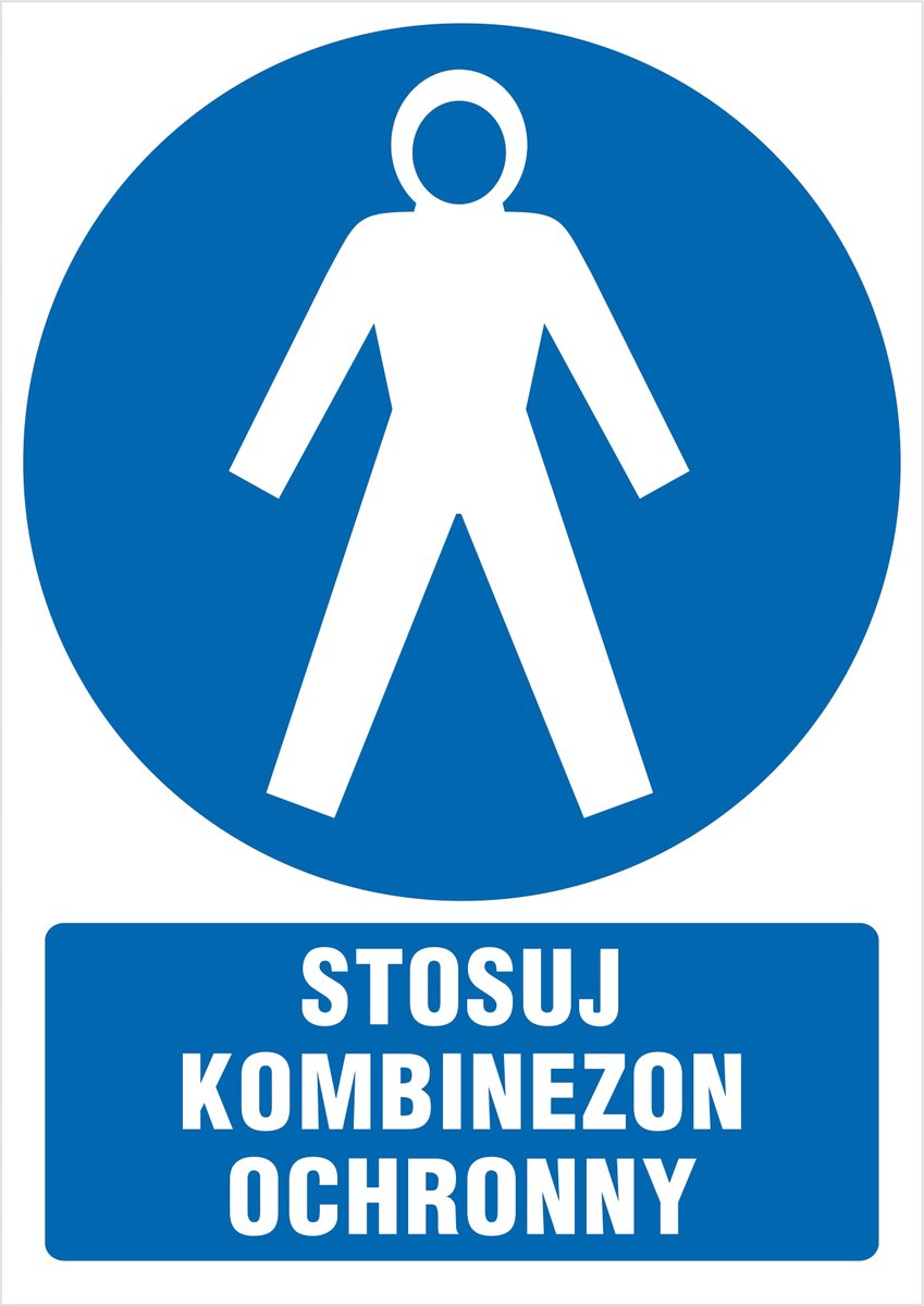 Tabliczka Stosuj kombinezon ochronny 30x42cm PCV 3mm