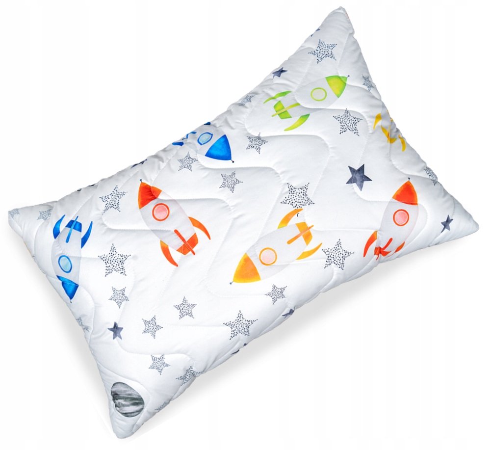 PODUSZKA JASIEK 70x90 DLA DZIECKA ANTYALERGICZNA RAKIETY NADRUK Z POLSKI