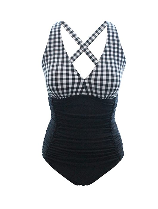 Kostium kąpielowy Damski w Kratkę Wysoki Stan Rozmiar 3XL