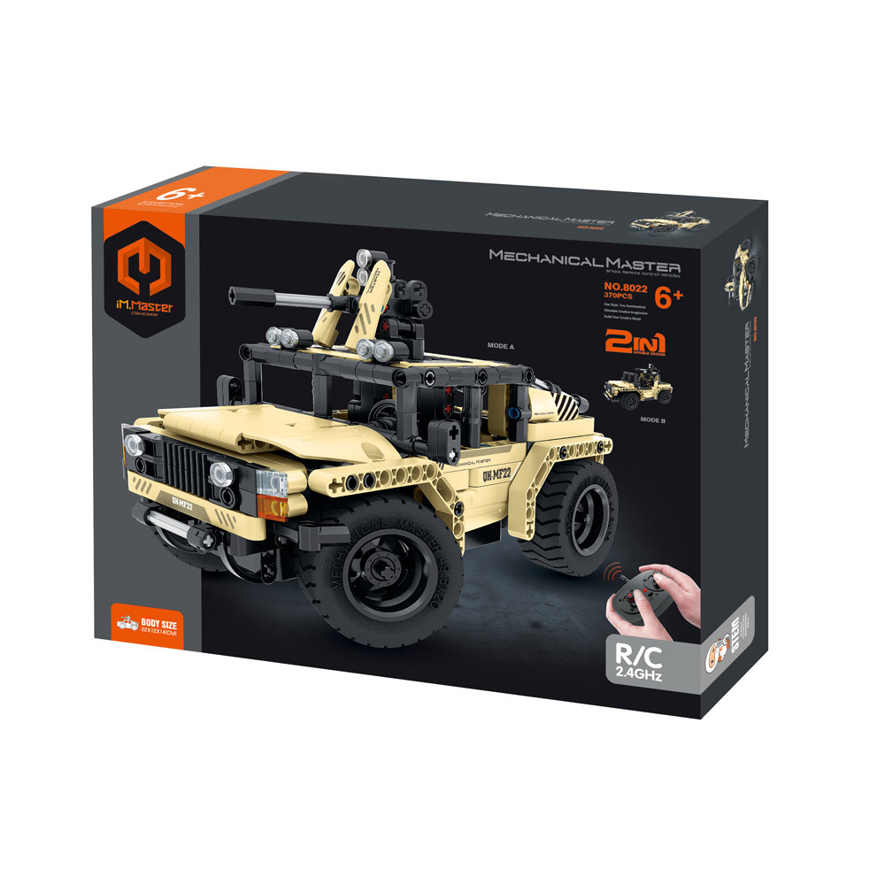 Klocki uzbrojony jeep 2w1 zdalnie sterowany 370 elementów