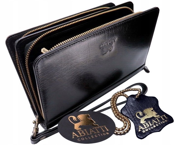 EKSKLUZYWNA SKÓRZANA SASZETKA MĘSKA ABIATTI DO RĘKI ORGANIZER NA ZAMEK
