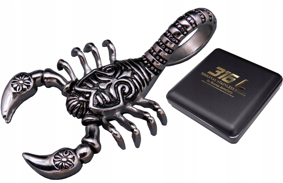 SREBRNY SKORPION NA ŁAŃCUSZEK STAL SZLACHETNA 316L