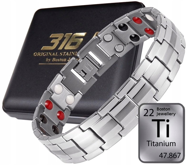 TYTANOWA BRANSOLETA BRANSOLETKA MĘSKA MAGNETYCZNA DUŻA MOC CZYSTY TYTAN