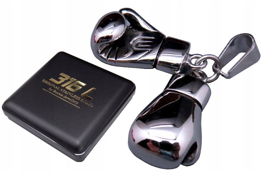 SREBRNE RĘKAWICE BOKSERSKIE NA ŁAŃCUSZEK STAL 316L