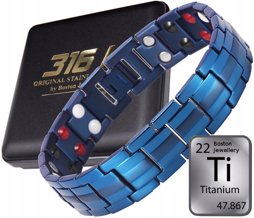 GRUBA TYTANOWA BRANSOLETA BRANSOLETKA MĘSKA MAGNETYCZNA MOCNA CZYSTY TYTAN