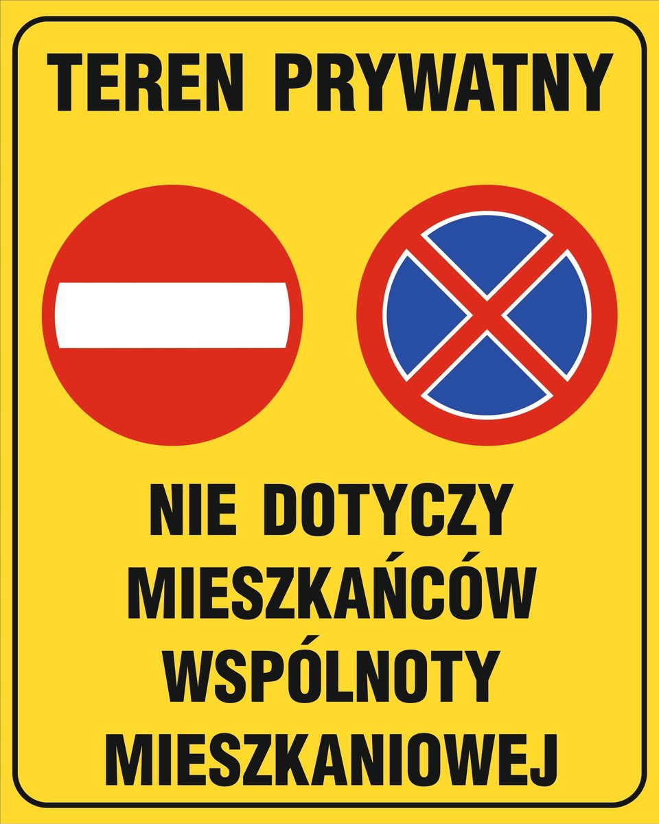 Tablica Teren prywatny nie dot. mieszkańców wspólnoty-grube PCV5mm 80x100CM