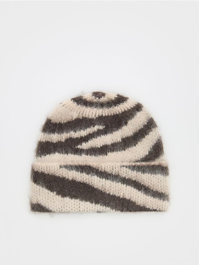 Reserved - Czapka beanie ze zwierzęcym wzorem - czarny