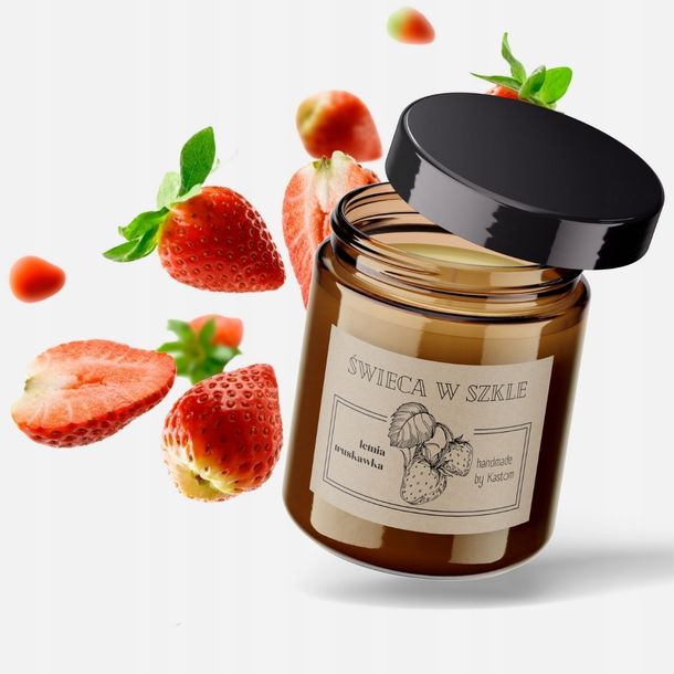 Świeca sojowa naturalna świeczka zapachowa KASTOM 250 ml LETNIA TRUSKAWKA
