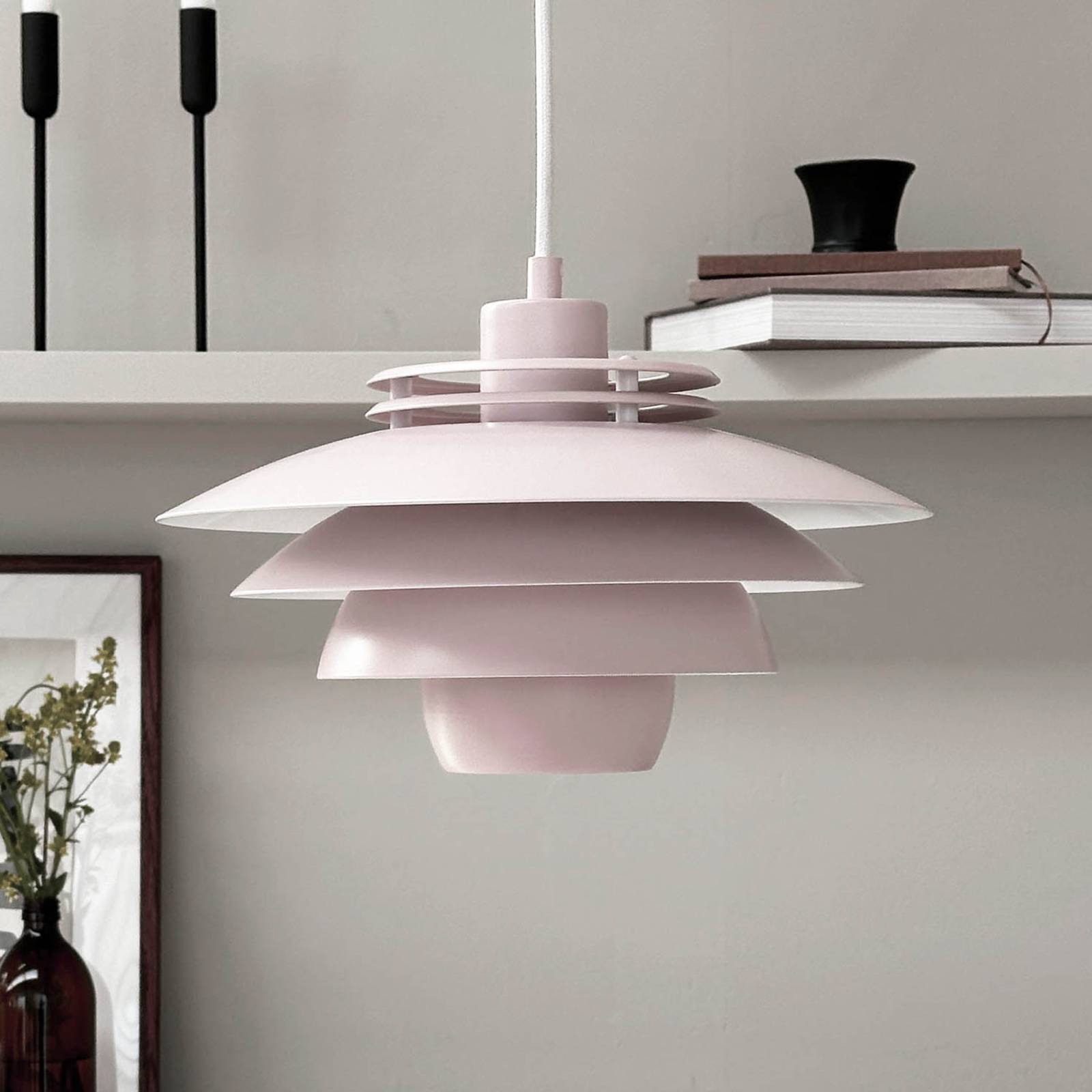 Lampa wisząca Dyberg Larsen Ejka mini, różowa, Ø 30 cm, metal
