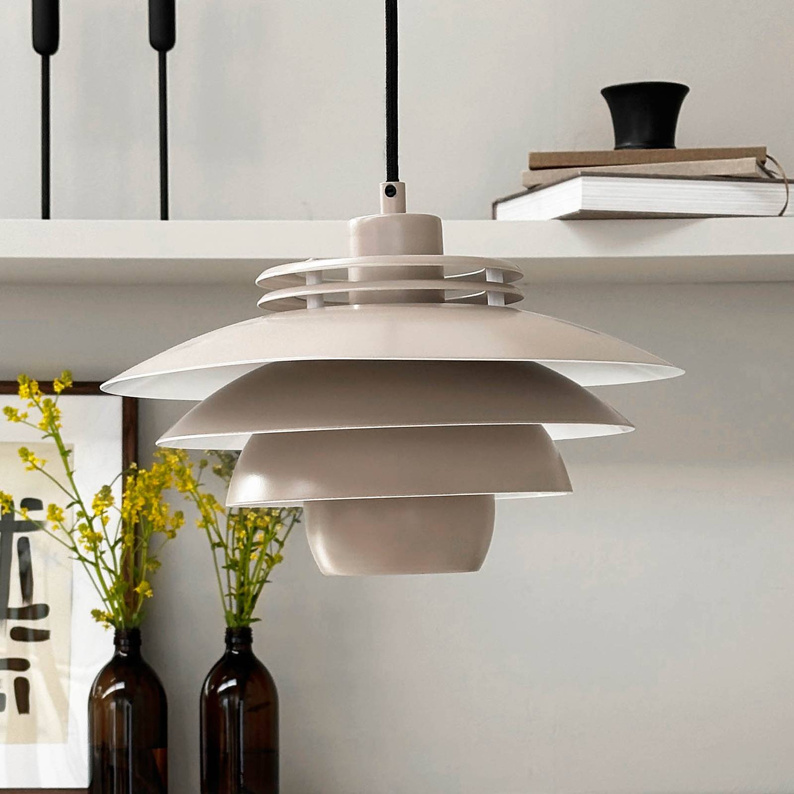 Lampa wisząca Dyberg Larsen Ejka mini, beżowy, Ø 30 cm, metal