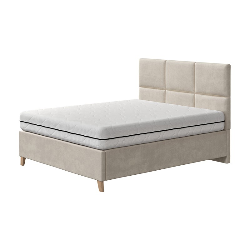 Łóżko RIFF NEW CONCEPT kontynentalne light : Rozmiar - 180x200, Pojemnik  - Z pojemnikiem, Tkanina - Grupa III, Nogi - Drewniana czarna