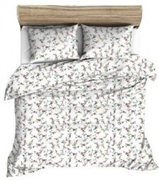 Karo Pościel flanelowa 160x200 biała kwiatuszki żółte czerwone 1126 Flanela Max