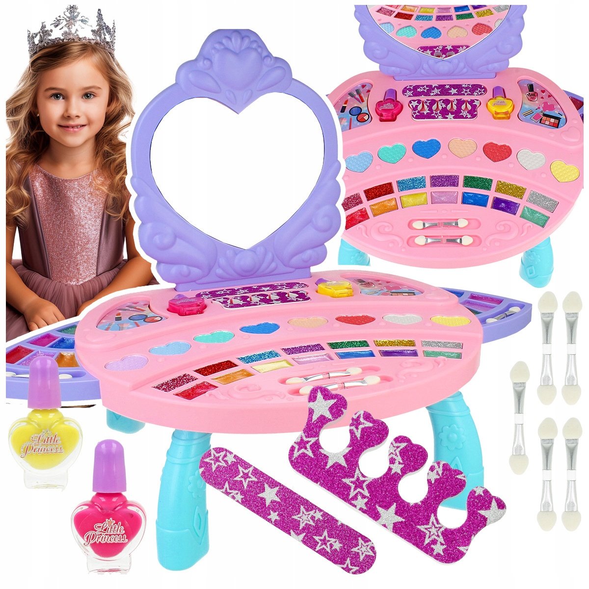 ZESTAW KOSMETYKÓW MAKEUP DLA DZIECI DO MALOWANIA MAKIJAŻU TOALETKA LUSTRO Z2036