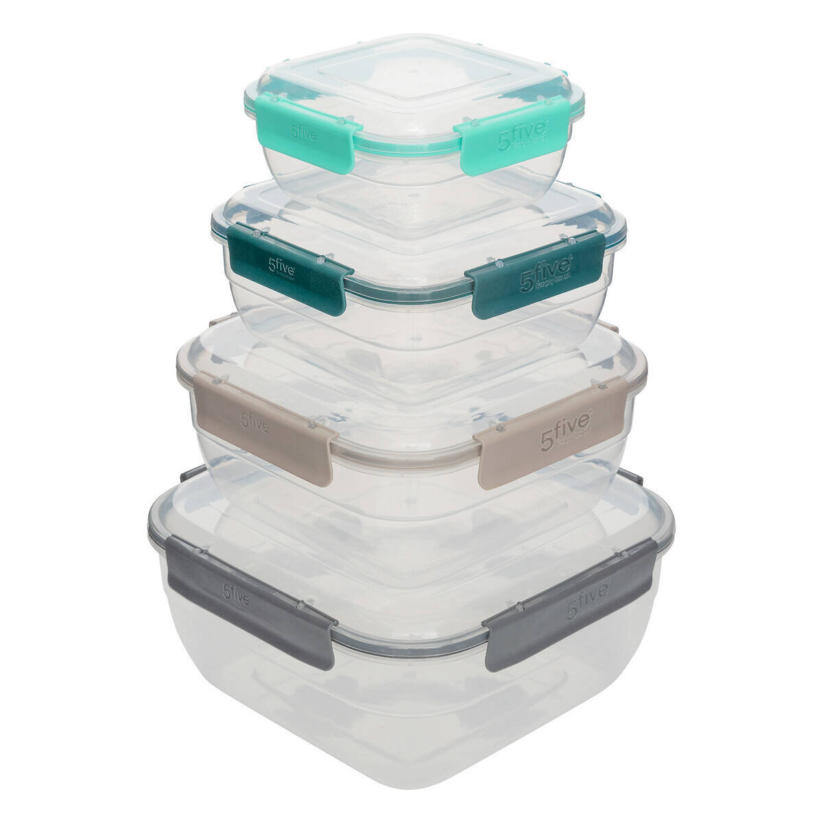 Pojemniki na żywność zamykane na klik KLIC, kwadratowe, 4 sztuki