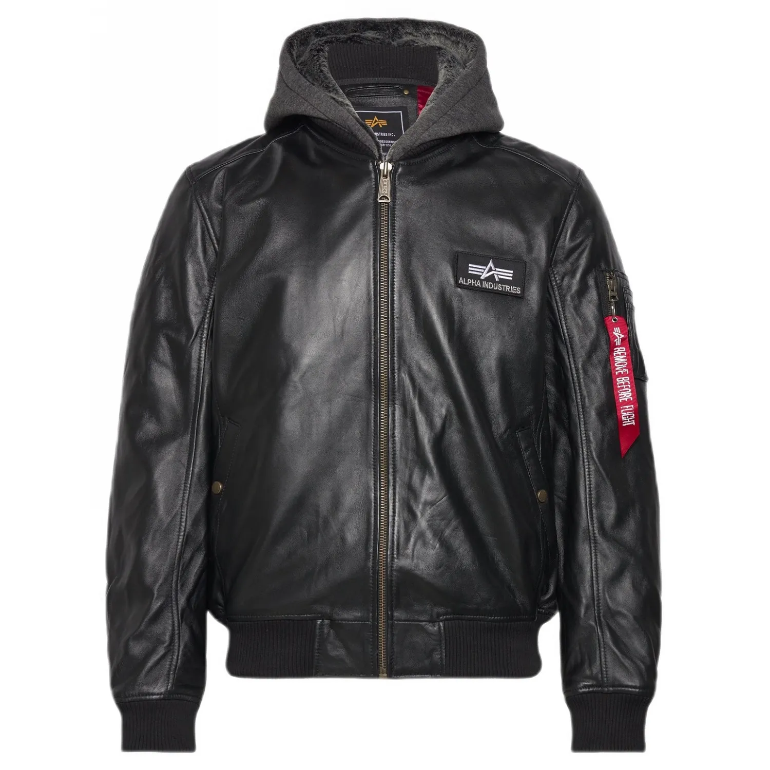 Kurtka skórzana Alpha Industries MA-1 D-Tec Leather 193129 03 - Czarna