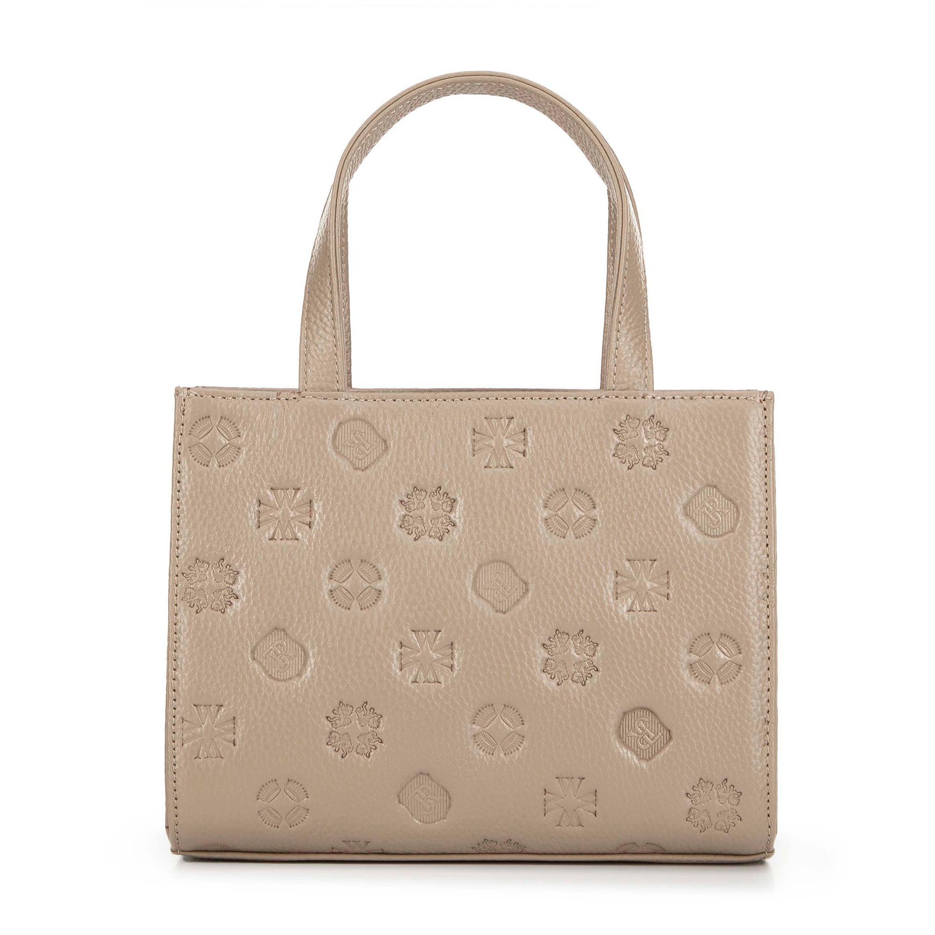 Torebka crossbody ze skóry w tłoczenia beżowa