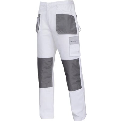 LAHTI PRO Spodnie robocze do pasa biało-szare 100% bawełna rozmiar 3XL 60) L4051360 LPL4051360