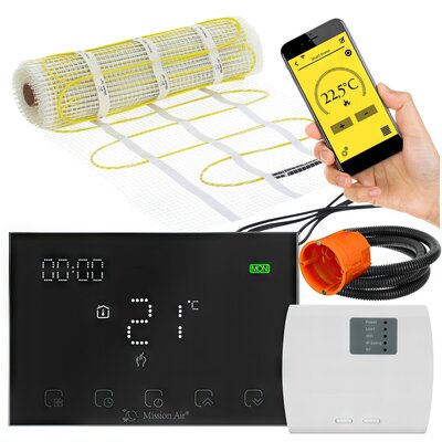 Mata grzewcza pod płytki MISSION AIR PTC MA-160W/m2 6m² (12mb x 50cm) + regulator Gemini Czarny Wi-Fi