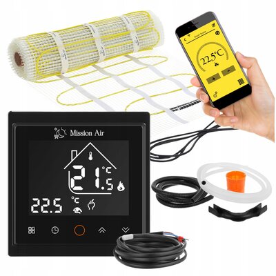 Mata grzewcza pod płytki MISSION AIR PTC MA-160W/m2 6m² (12mb x 50cm) + regulator Libra Czarny Wi-Fi