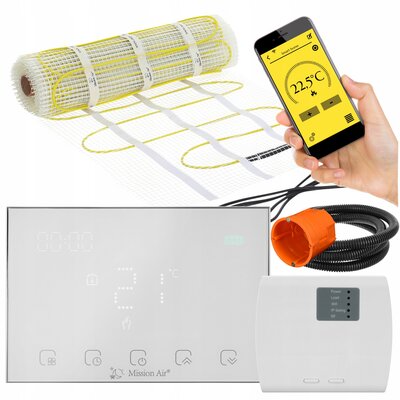 Mata grzewcza pod płytki MISSION AIR PTC MA-160W/m2 6m² (12mb x 50cm) + regulator Gemini Biały Wi-Fi