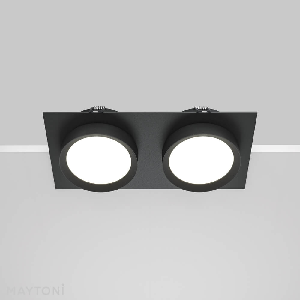 Podtynkowa lampa sufitowa Hoop DL086-02-GX53-SQ-B Maytoni podwójna czarny