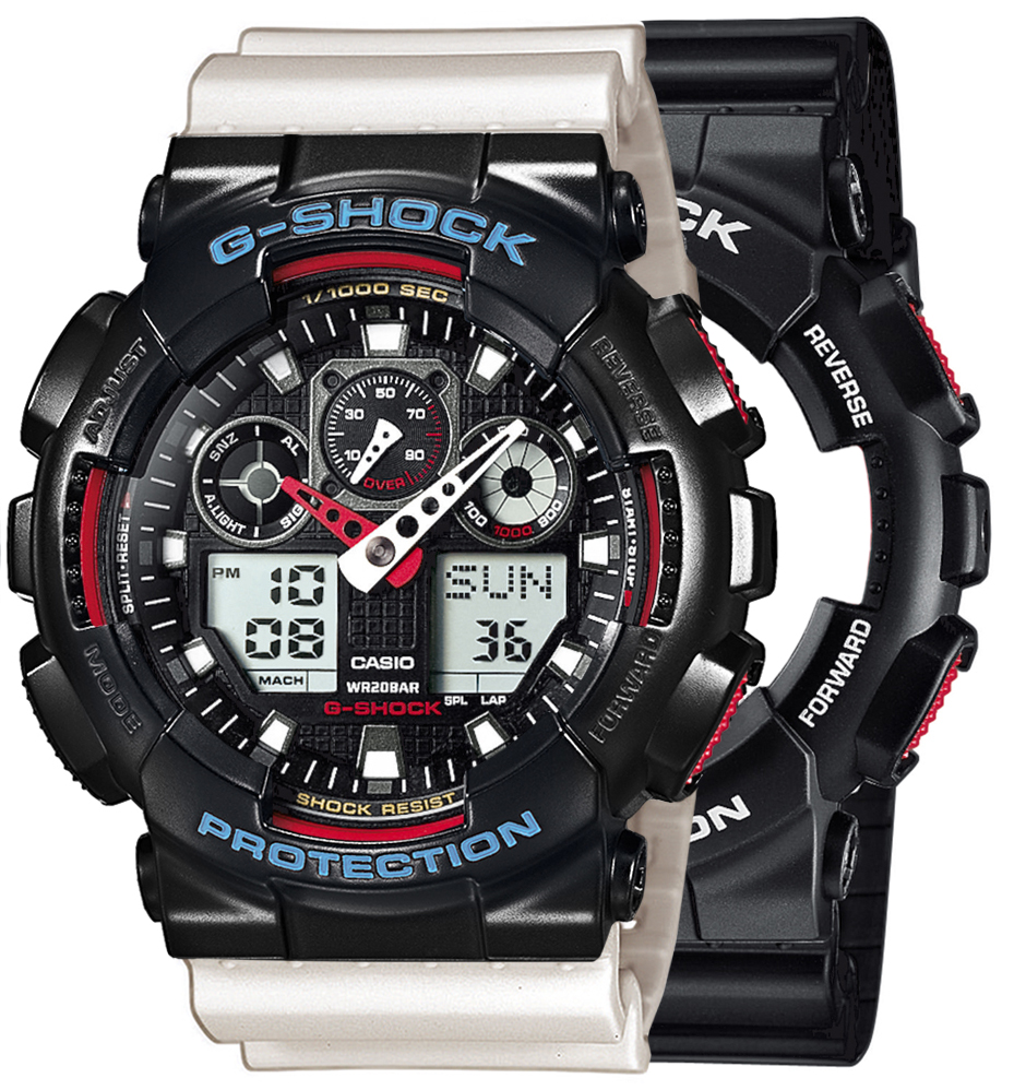 Zegarek G-SHOCK SET GA-100-1A4ER + BEZEL 10514393 + PASEK 10395227