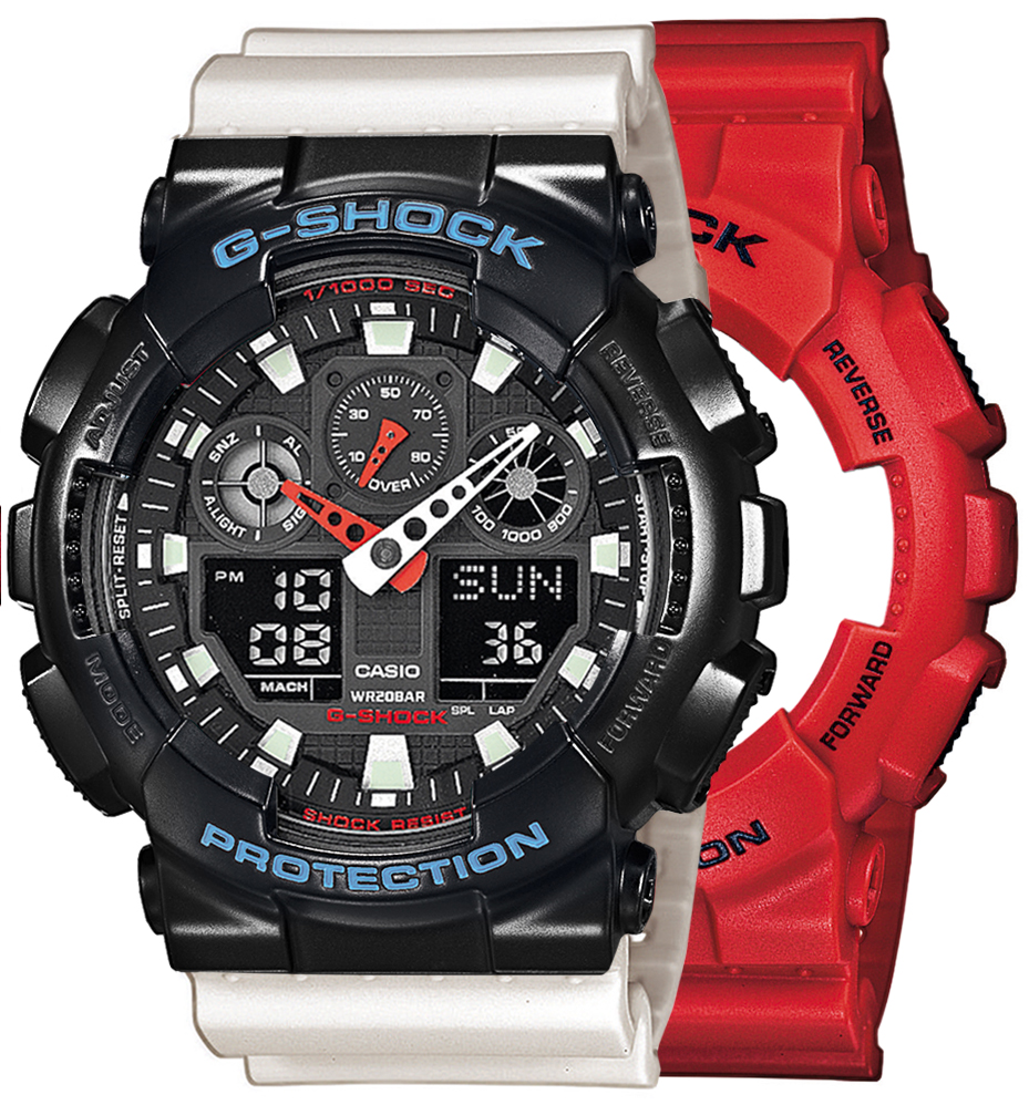Zegarek G-SHOCK SET GA-100B-4AER + BEZEL 10514393 + PASEK 10395227