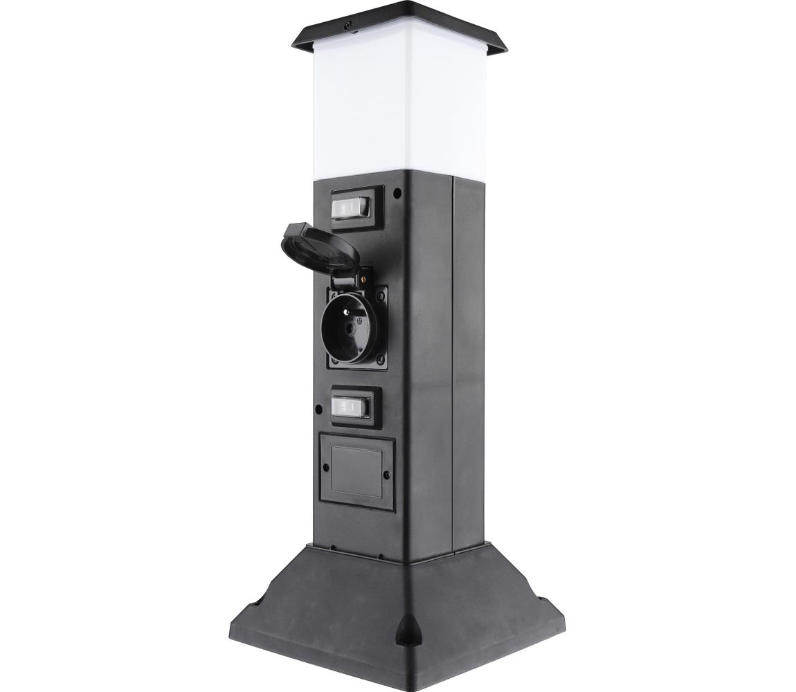 Solight PG05 - Lampa zewnętrzna z dwoma gniazdkami 1xE14/15W/230V IP44 czarny
