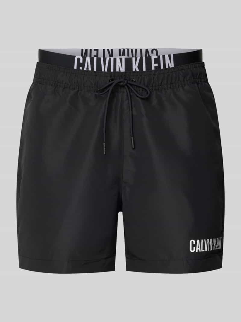 Spodenki kąpielowe o kroju regular fit z nadrukiem z logo
